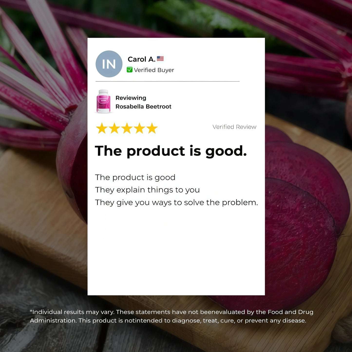 Rosabella Organic Beet Root Capsules - 1300mg Beet Root Powder Aids Healthy Circulation & Vitality, Non-GMO, Beet Root Supplement - 60 Capsules, 30-Day Supply
