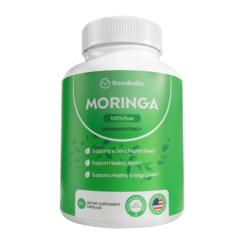 Rosabella Moringa Capsules - Pure Moringa Powder, Energy, Skin, Immune & Gut Health Superfood, Rich in Antioxidants, Essential Vitamins & Amino Acids, Natural Green Superfood Supplement - 60 Count
